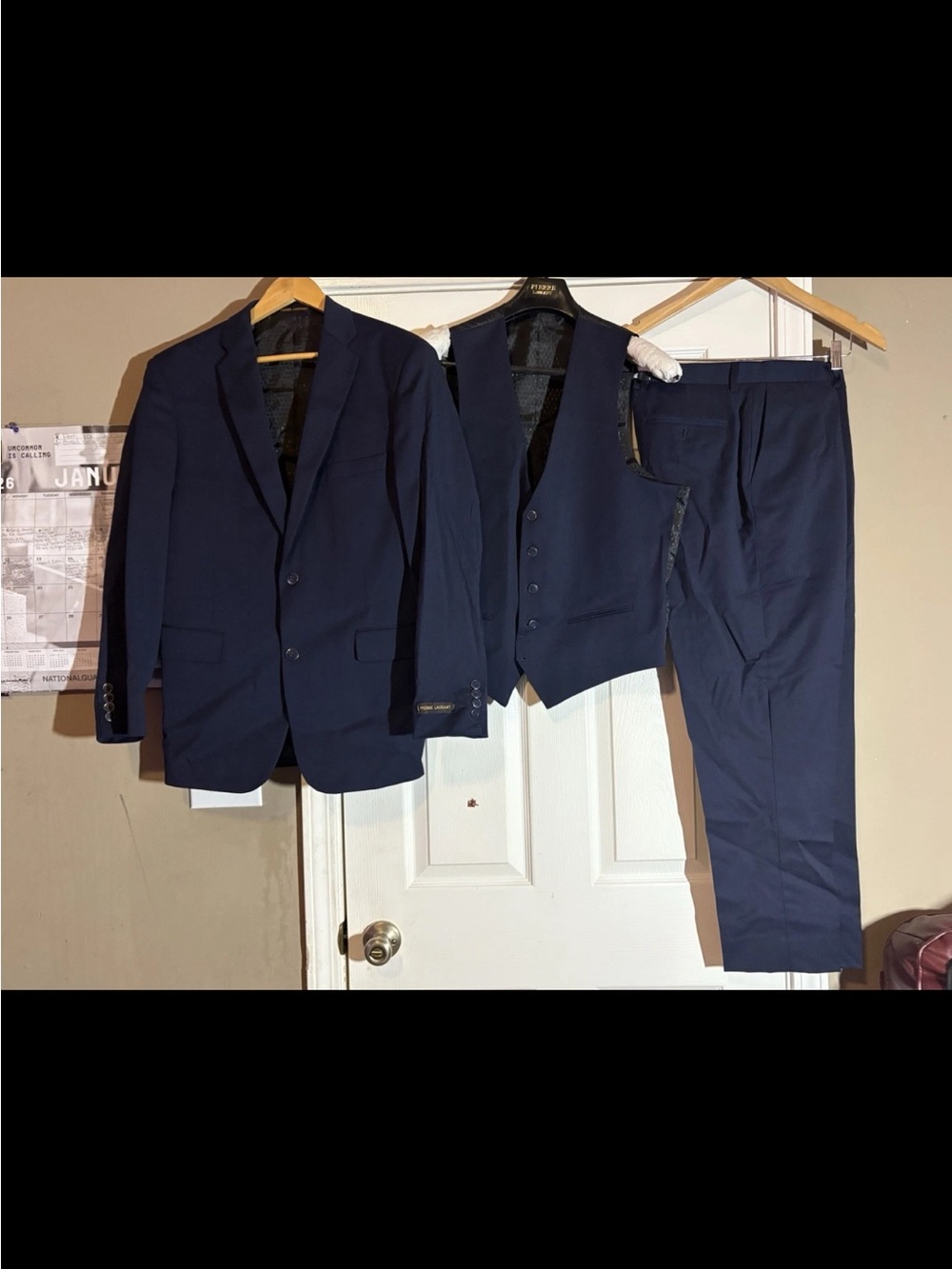 Three-Piece Navy Suit with Vest - Tailored Formal Ensemble